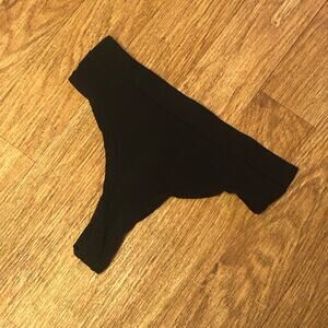 Skims Black Onyx Summer Mesh Mid Waist Thong Panties Size 2X